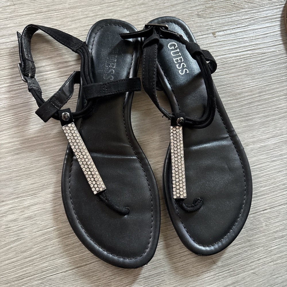 Coach Black Sandals with Silver Embellishments